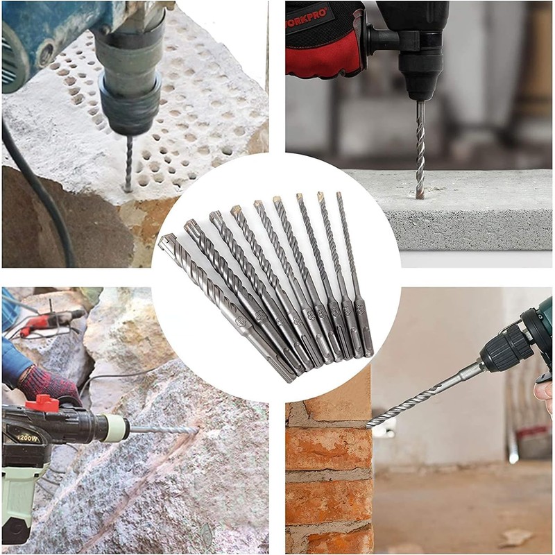 RUBRYKAZ SDS Plus Drill Bit Set, 9Pcs Hammer Drill Bit