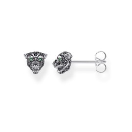 Thomas Sabo H2110-845-11 Unisex Stud Earrings Black Cat 925 Sterling Silver, Precious metal, Glass