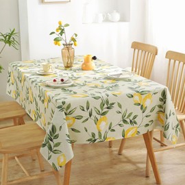 Ziyonix Tablecloth Rectangle Lemon Tablecloth Wipe Clean PVC Waterproof Oilcloth Tablecloth Garden Tablecloth Natural Tablecloth Dining Tablecloth for Indoor and Outdoor Kitchen Party 140 x 220 cm