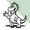 4 x Small 50mm 'Goofy Dinosaur' Transparent/Clear Sticker Decals for