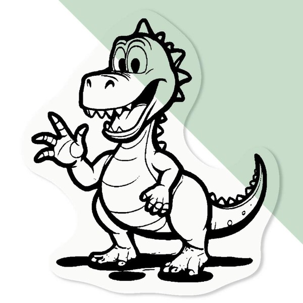 4 x Small 50mm 'Goofy Dinosaur' Transparent/Clear Sticker Decals for