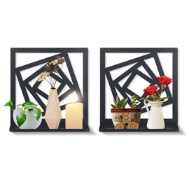 Zzbakress 2Pcs Black Metal Wall Art Decor Farmhouse Black Candle Holder Minimalist Wall Art Retro Bathroom Decor Farmhouse Wall Decor for Bathroom Living Room Bedroom (Modern)