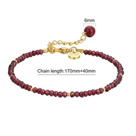 VISSEN Green Agate Purple Garnet Bracelet Tiger's Eye Bracelet Green Colourful Fluorite Gold-Plated Bracelet Adjustable Fashion Jewellery, Garnet