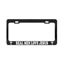 Product Express Real Men Love Jesus #1 TAG License Plate Frame CAR Accessories Black Steel