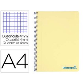 Liderpapel A4 Spiral Bound Notebook Plastic 80H 90g 4mm Margin Yellow