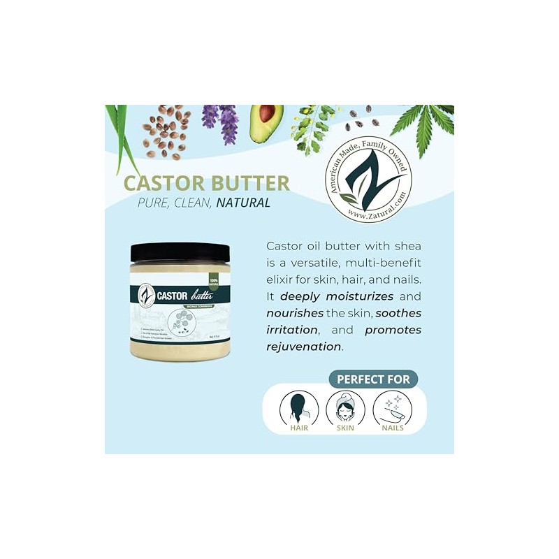 Castor Body Butter-Castor Oil-Raw Shea Butter-Moisturizing-Skin-Hair-Body