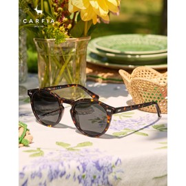 CARFIA Gafas de Sol Redondas para Mujer Rostro Pequeño Acetato Italiano Polarizado UV400 Estilo Boho Chic CA5288