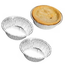 Delipak - Individual Foil Dishes 110 x 33mm Round Pie Dish Meat Fruit Pies Containers (50)