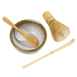 Keepaty Japanese Matcha Tea Set of 7 ,With100 Prong Matcha Whisk, Whisk Holder,Traditional Scoop, Tea Spoon,Tea Sifter,Tea Towel and Ceramic Matcha Bowls