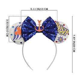 JIAHANG Cruise Mouse Ear Headband with Sequin Bow, Magic Nautical Hair Band, Party Festival Decoration Headwear Hair Accessories