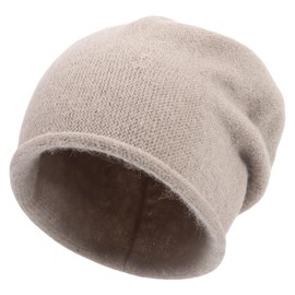 Cashmere Slouchy Knit Beanie Hat for Women Men Winter Soft Warm Ski Wool Knitted Skull Beanies Cap, Khaki, Medium-Large