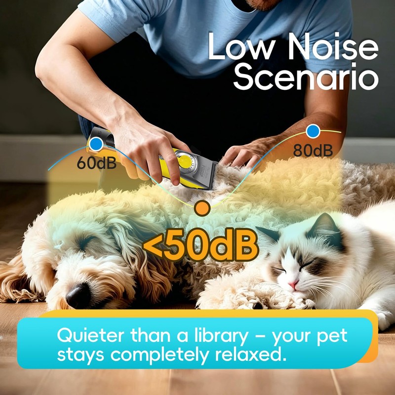 FOGOSP Cordless Dog Grooming Clippers 12H Runtime Replaceable Blade 3-Speed