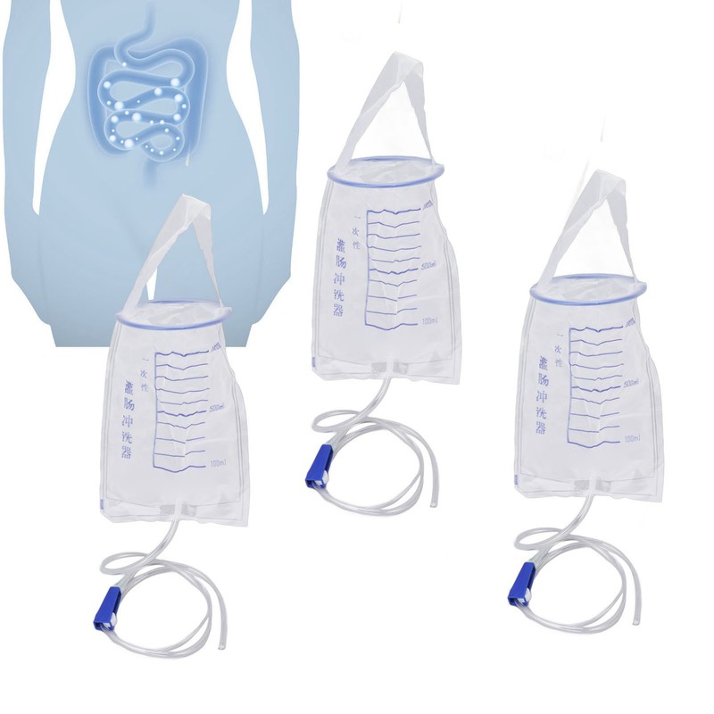 10PCS Enema Bag Set 1000ML Silicone Reusable Hangable Enema Cleaner