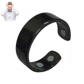 Auvulis Migraine Ring, Vitality Mgnetic Ring for Men and Women Adjustable Acupressure Magntic Rings for Migraine Relief Jewelry(Black)