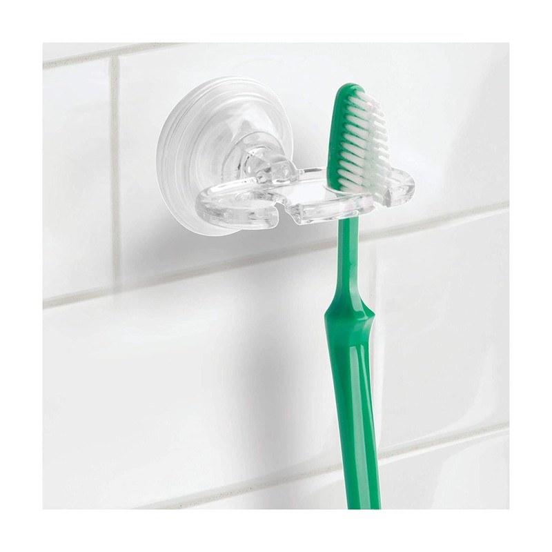 iDesign BPA-Free Plastic Bathroom Suction Toothbrush Holder - 2.75" x