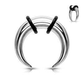 6-00GA Stainless Steel Large Gauge Basic Septum Pincher Rings with 2 Black O-Rings (Silver Tone, 4mm (6GA))