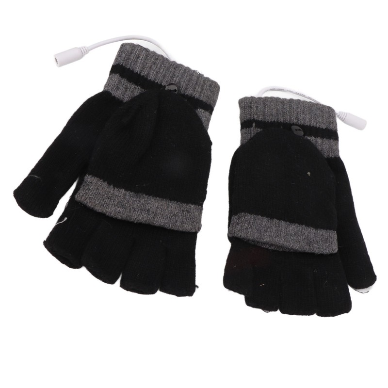 Full and Half Fingers Heating Gloves USB Fingerless Knitting Electric