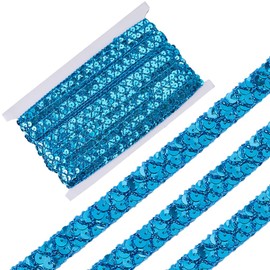 CABODYALS Blue Sequin Ribbon 13 m 15 mm Sequin Trim Glitter Trim Sequin Border Christmas Ribbon Decorative Ribbon Gift Ribbon Lace Ribbon for Sewing Crafts Gift Packaging Decoration