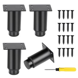 DBREAKS Set of 4 Furniture Feet, 8-12 cm Adjustable Furniture Feet, Black Metal Feet, Table Legs with Screws, Furniture Legs and Cabinet Feet for Coffee Tables, Cabinets, Sofa, Bedside Table, TV Cabinets, Drawers