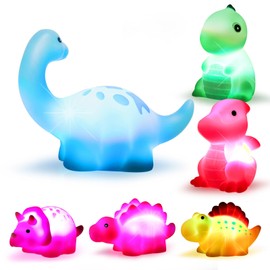 Dinosaur Bath Toys Light-Up Cibolar 6 Packs Floating Bath Toys Set for Baby Toddlers Kids in Birthday Easter Christmas Shower Pool Bath Toys Boys Girls Children Preschool Bathtub Bathroom