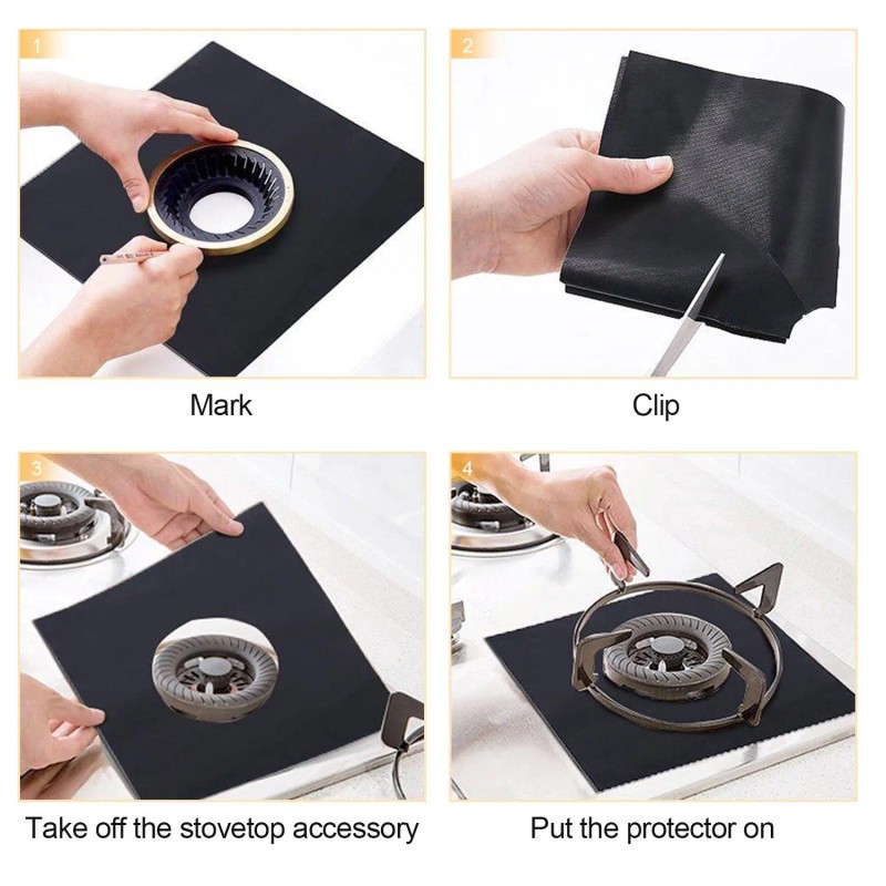 4-Pack Reusable Nonstick Stovetop Burner Protector Liner Spoon Rests &