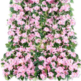 Nuenen 6 Pack Artificial Cherry Blossom Garland Pink Hanging Cherry Blossom Flower Garland Vines Faux Flowers Vine for Wedding Party Table Centerpiece Arrangement Home Decoration
