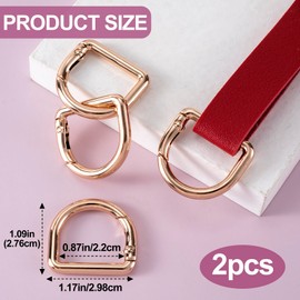 HINZIC 2pcs D Ring Spring Key Hooks Keyring Clip Buckles Clasp Clamps for Belt Backpacks Handbag Purse Strap- Gold