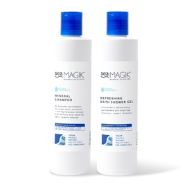 Sea Magik - Salicylic Acid Shampoo and Refreshing Vegan Body Wash, with Hydrating Dead Sea Salt and Strengthening Seaweed, Soothes and Nourishes, Vegan, Cruelty Free (2 x 300ml)