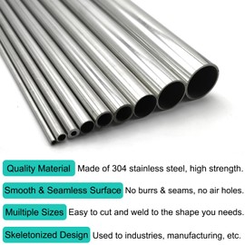 5Pcs 1inch OD Stainless Steel Tube 3/50inch Wall Thickness 304 Stainless Steel Seamless Tubing Round Metal Pipe 15.75in Length Industrial Metal Straight Tubes