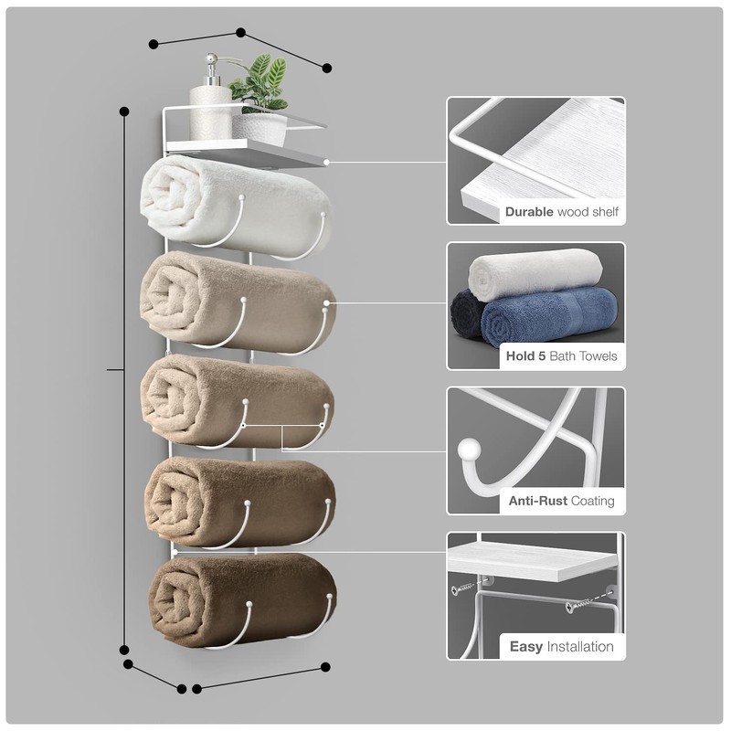 Sorbus Bathroom Towel Holder - 5 Tier Metal Towel Rack