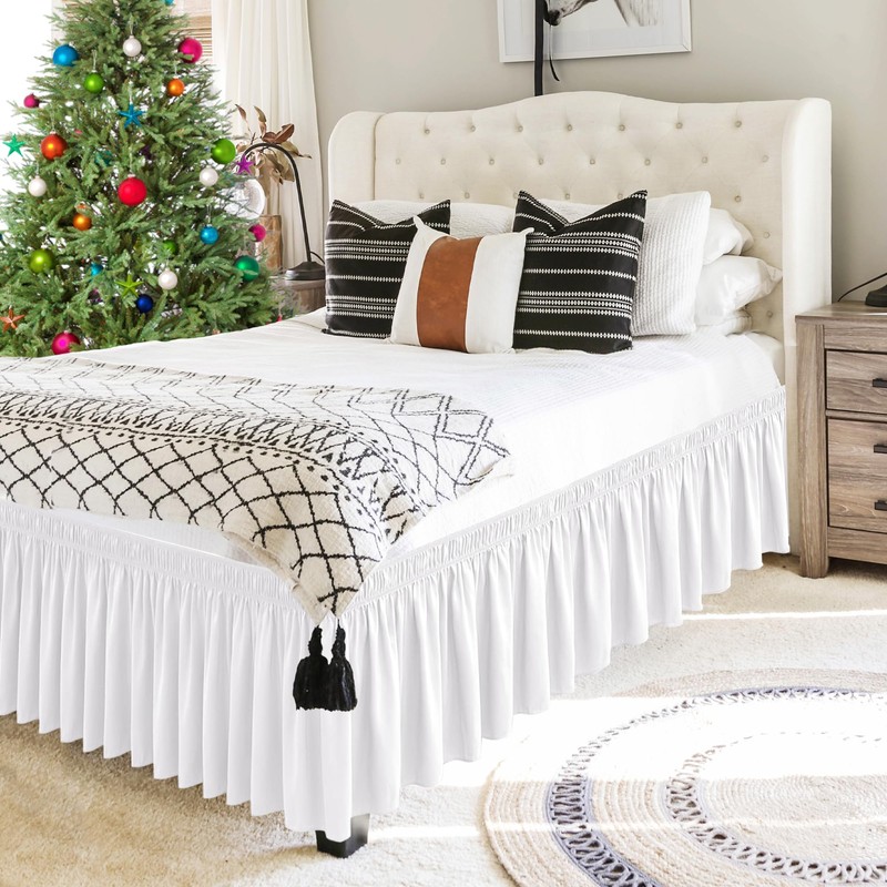 Biscaynebay Wrap Around Bed Skirts for Queen Size Beds Extra
