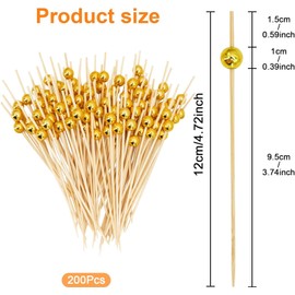 LBYHZS 200 Palillos Para Botana, Palillos para Botana, Palillos Para Botana, Perfectos para Cócteles, Kebabs De Frutas, Bocadillos, Postres, Pasteles, Sándwiches y Decoración de Comidas (Oro)