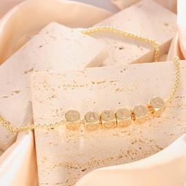 MOLAYES Letter Charms for Necklace and Bracelets,14K Gold Plated Women's Bead Charms, A-Z Alphabet Initial Beads Name Pendant DIY Jewelry Birthday Gift for Women, Gold Plated, Cubic Zirconia