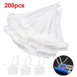 200 Pieces Cable Ties, White Self-Locking Cable Mark Ties, Writeable Desk Cable Organization, Labeled Cable Marker Binders, Cable Labels for School, Garden, Office, Wall, Car