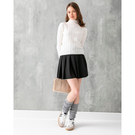 Causa Forcia Cable Knit Winter Leg Warmers for Women 80s Accessories Made in Turkey (Grey)