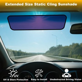 XCBYT Square Car Window Shades for Windshield – 2-Pack Static Cling Glare Blocker Removable Window Tint, Long Size for Wider Sun Coverage, Semi-Transparent with Strong Hold (15.75" x 7.09")