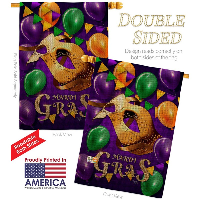 Breeze Decor Mardi Gras Balloons Burlap Garden House Flags Kit