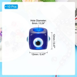 PATIKIL 12mm Evil Eye Beads, 10 Pcs Resin Turkish Evil Eye Charm Large Hole Beads Pendant Connector for DIY Art Craft Bracelet Necklace Earrings Making, Dark Blue