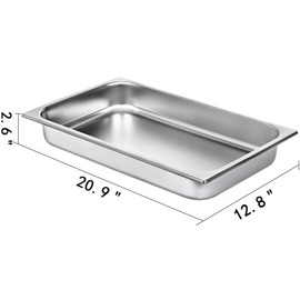 Mophorn 6 Pack Hotel Pans Full Size 2.5 Inch Deep Steam Table Pan 22 Gauge/0.8mm Thick Stainless Steel 20.8"L x 12.8"W Hotel Pan Anti Jam Steam Table Pan