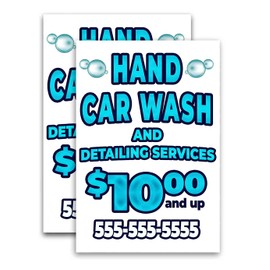 Hand Car Wash (24" X 36") Vinyl Decal Only (Pack of 2)