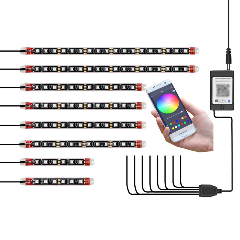 8PCS Motorcycle LED Light Kits Colorful Motorcycle LED Light APP