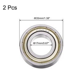 sourcing map 2pcs 6003-ZZ Deep Groove Ball Bearings, Chrome Steel ABEC5 Double Metal Shielded Bearing 17mm x 35mm x 10mm