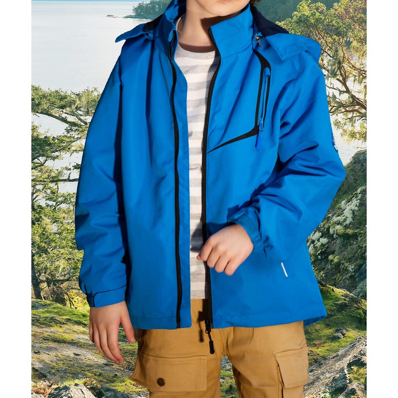 YoungSoul Kids Waterproof Rain Jacket with Detachable Hood - blue,