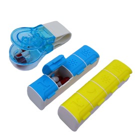 Pills Taker with Pill Organizer,Portable Pill Extractor Tool with Pill Organize Box Silicone Waterproof Tablets Storage 4 Times a Day or 1-3 Times Daily