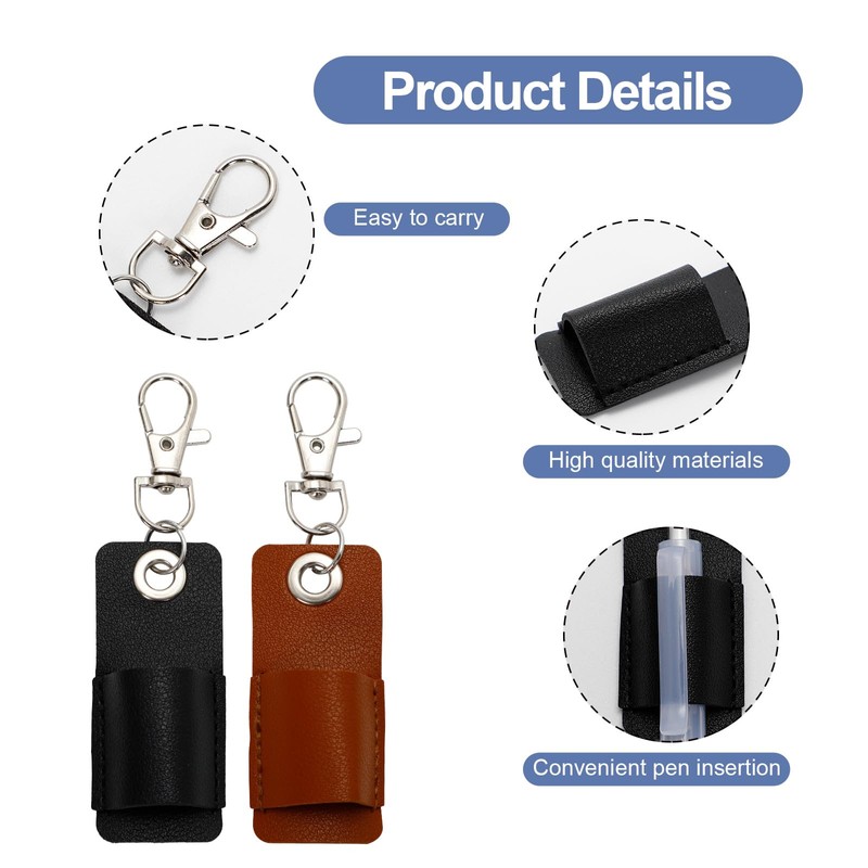 6 Pcs Anti-Lost Leather Pen Holder with Clips, Portable Lanyard