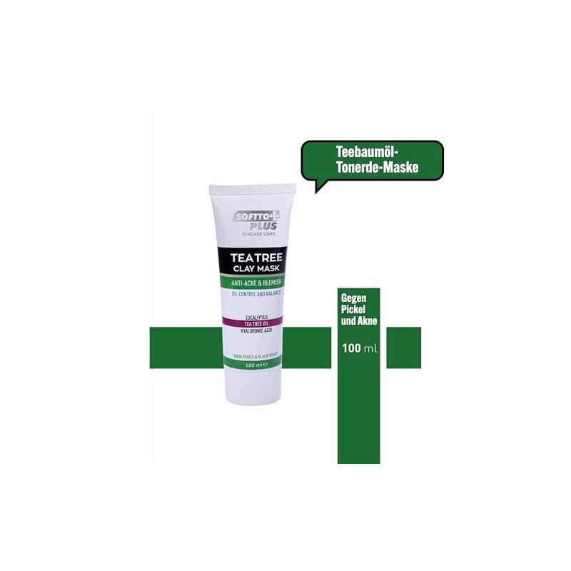 Softto+Plus Tea Tree Clay Mask Anti-Acne Face Mask Against Acne