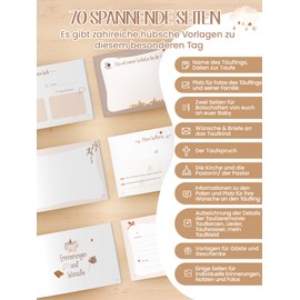 Guest Book Christening, Christening Book for Girls Boys Godchild Boho Christening Album with Sticker, Beautiful Christening Gifts Christening Book for Children Baby, High-Quality My Christening Photo