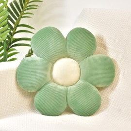 FSRONGXI Daisy Flower Cushion, Decorative Sage Green Decorative Cushion, Cute Floor Cushion, Aesthetic Preppy Room Decorative Cushion for Bed, Sofa, Chair, 38 cm (Green)