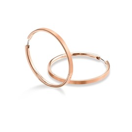 Boccia 0508-10 Hinged Hoop Earrings Made of Polished Rose Gold-Plated Pure Titanium Diameter 40 mm, Pure titanium, No Gemstone
