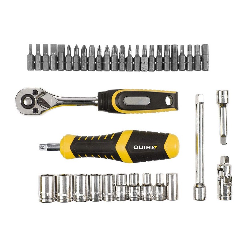 RHINO 39 Piece Socket Set with Ratchet Wrench + Screwdriver